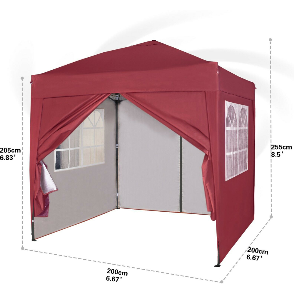 Red 2 x 2m Pop Up Gazebo with Removable Sidewalls Image 6