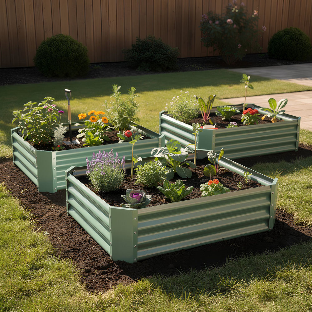 Harbour Housewares Green Square Galvanised Steel Raised Garden Bed 90 x 90cm Image 2
