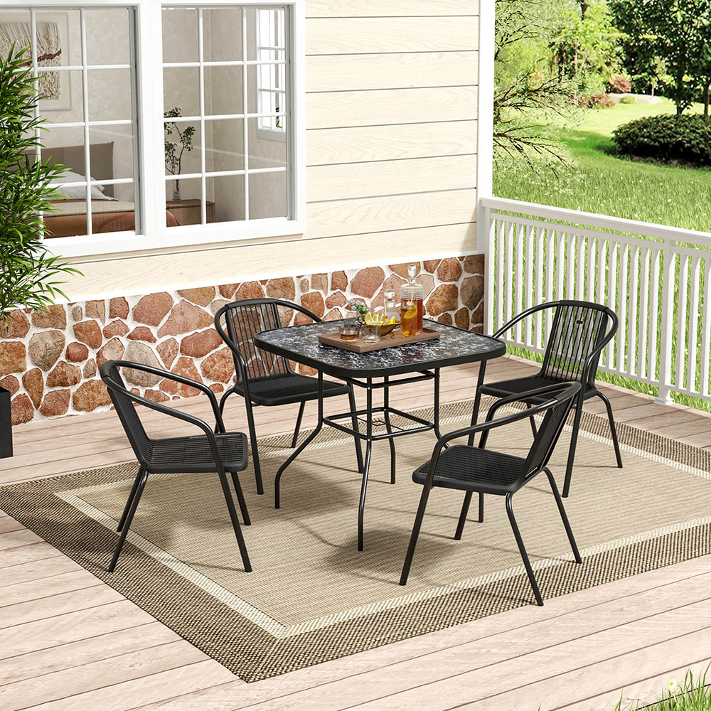 Living and Home Wicker 4 Seater Marble Square Patio Set Image 7