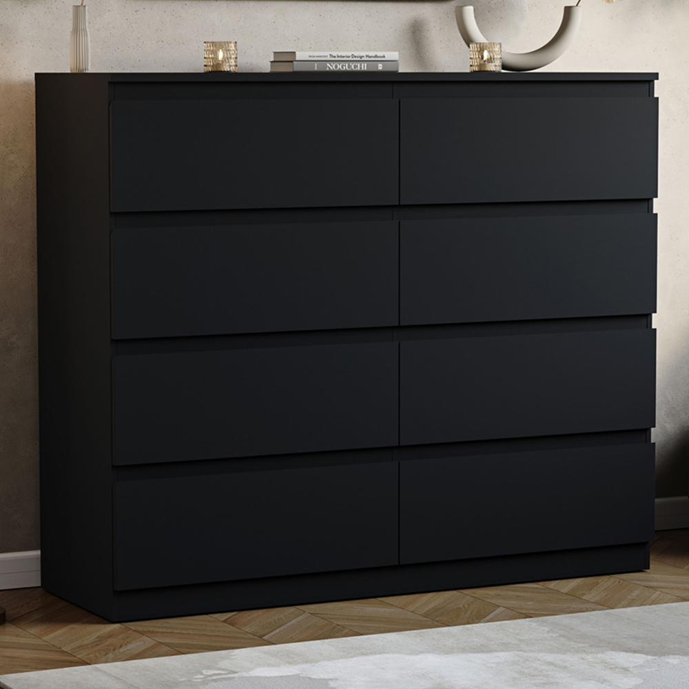 VIDA DESIGNS Denver 8 Drawer Black Chest of Drawers Image 1