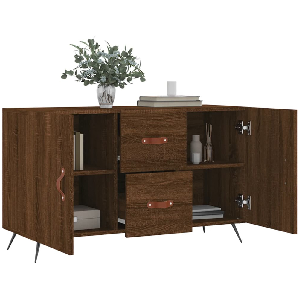 vidaXL 2 Door 2 Drawer Brown Oak Sideboard Image 4