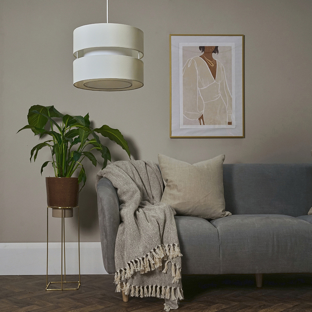 ValueLights Sophia 2 Tier Cream Ceiling Light Shade Small Image 6