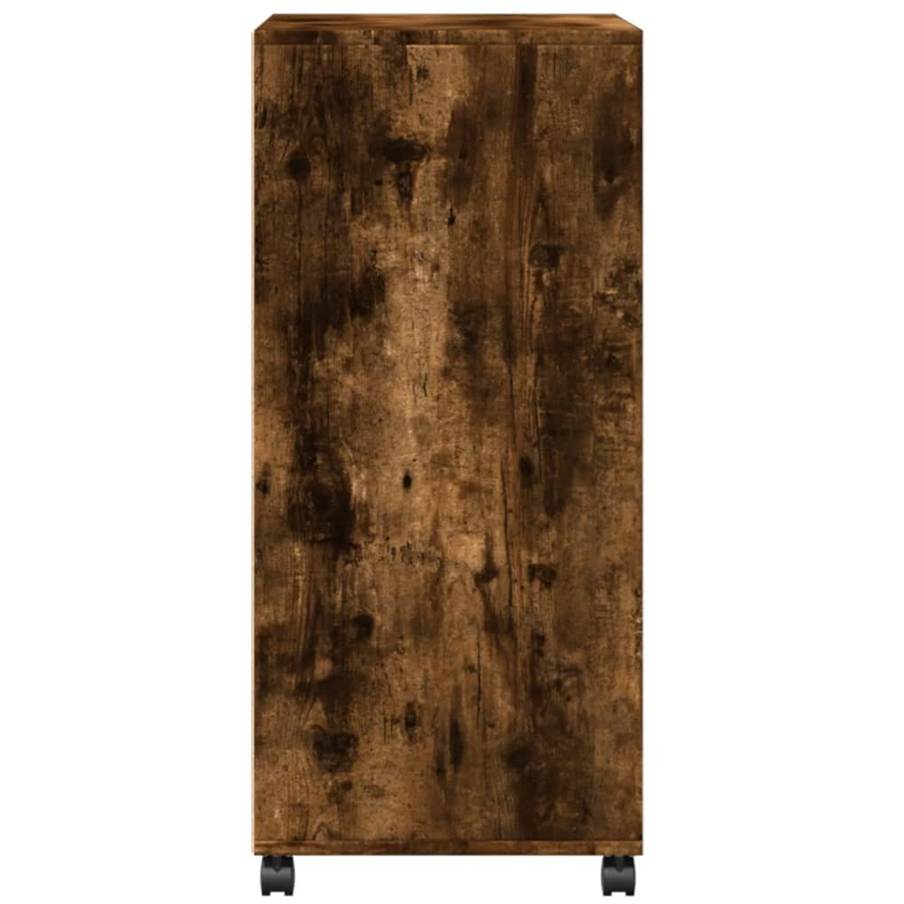 vidaXL 2 Door Single Open Shelf Smoked Oak Rolling Storage Cabinet Image 5