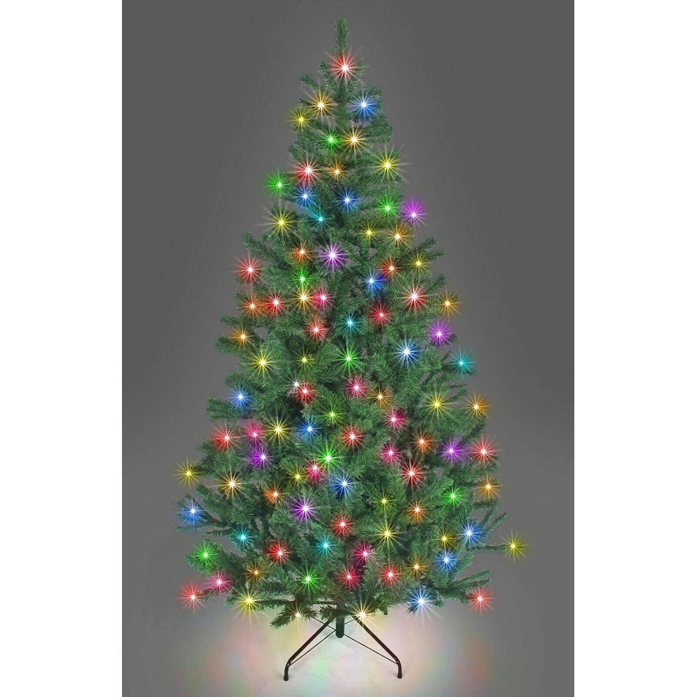 Shatchi Green Multicolour LED Pre Lit Alaskan Pine Artificial Christmas Tree 4ft Image 2