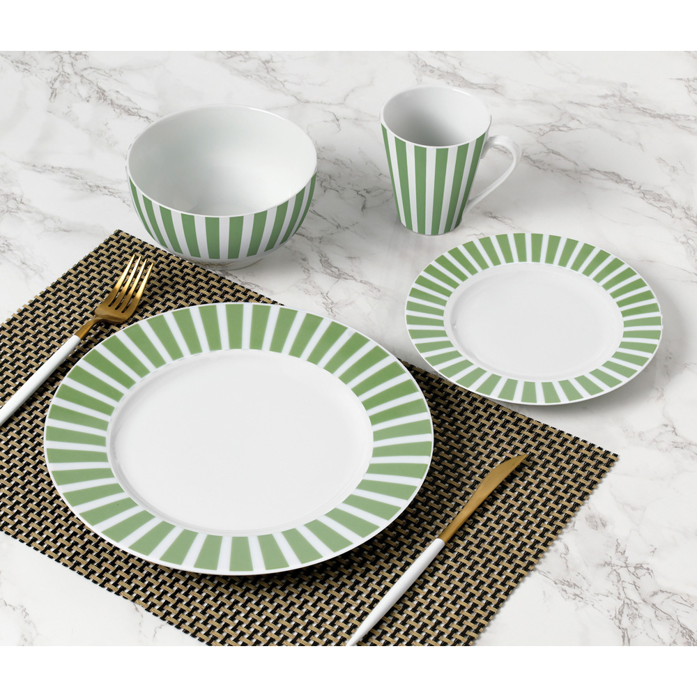Waterside Green Stripe 16 Piece Dinner Set Image 3