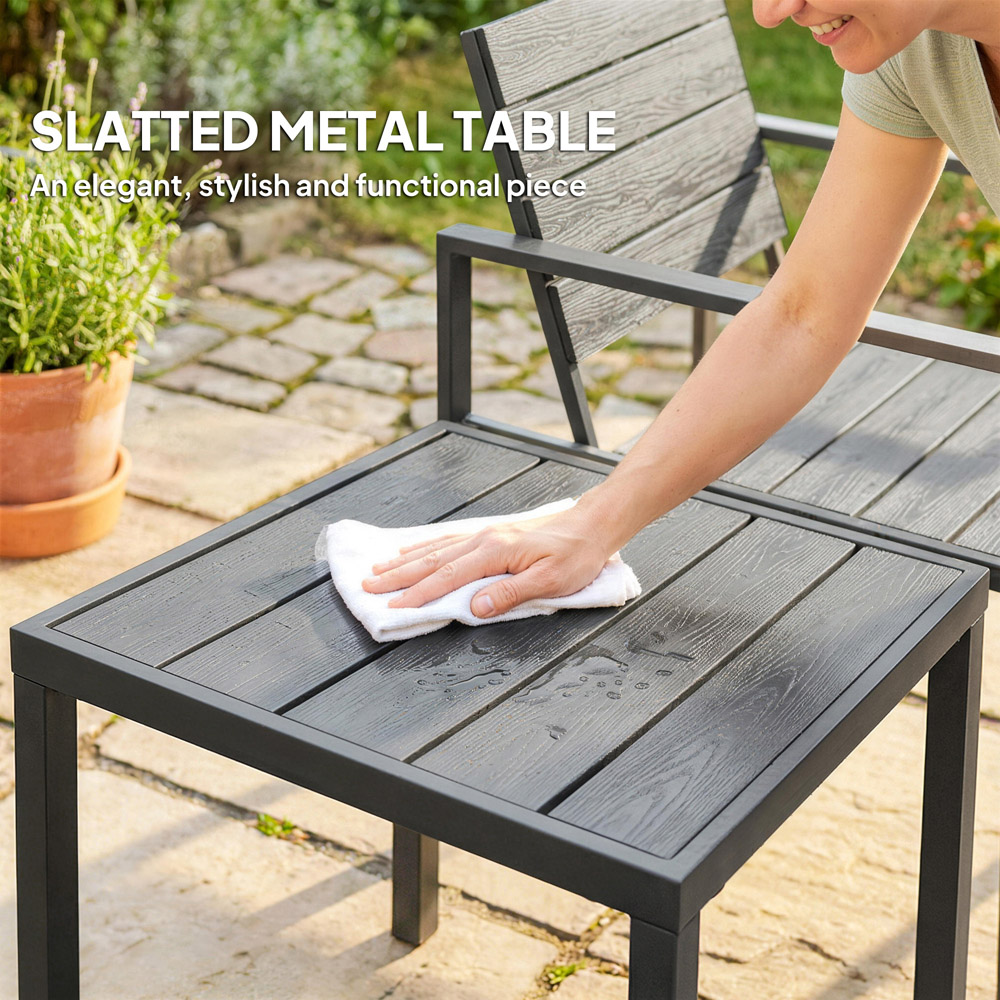 Outsunny 2 Seater Dark Grey Garden Bistro Set Image 5