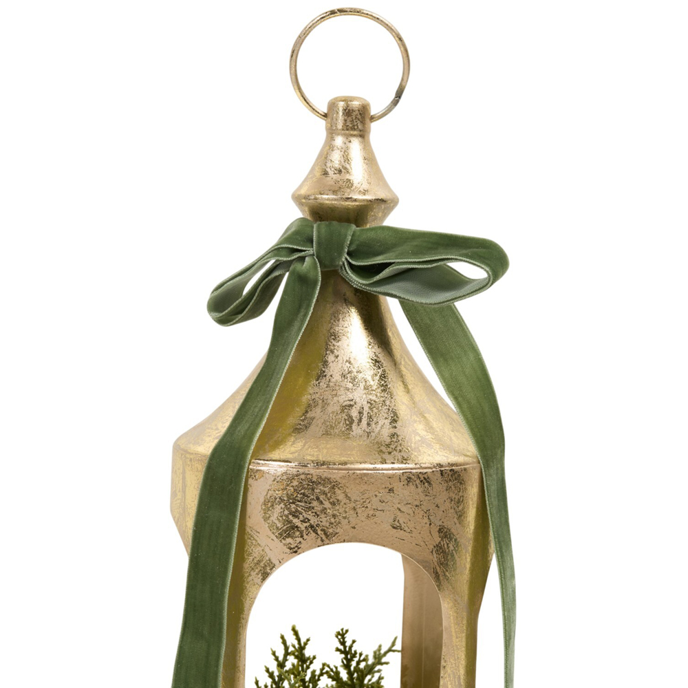 LED Candle Lantern with Bow Gold Image 4