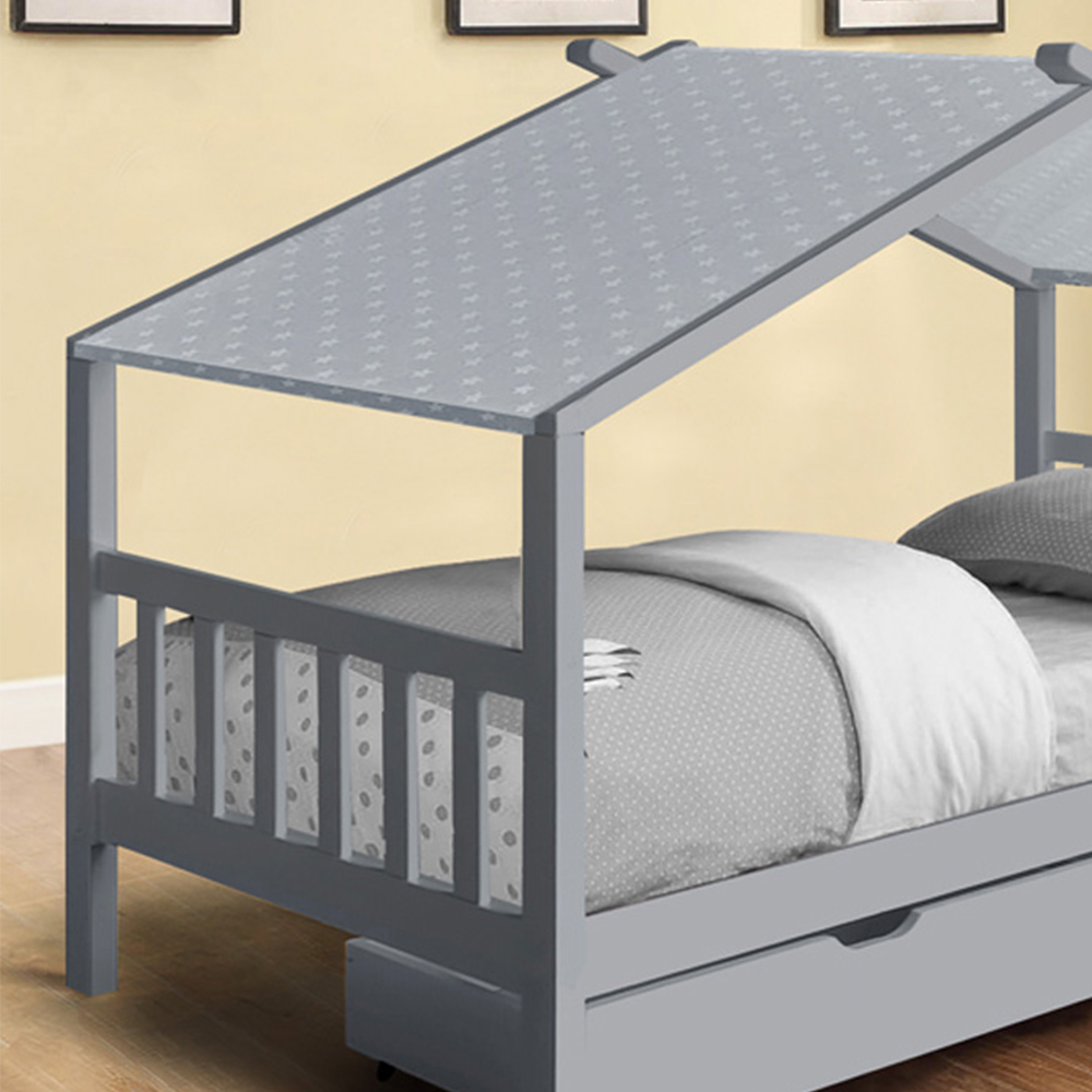 Brooklyn Single Grey 2 Drawer House Storage Bed with Grey Tent Image 2