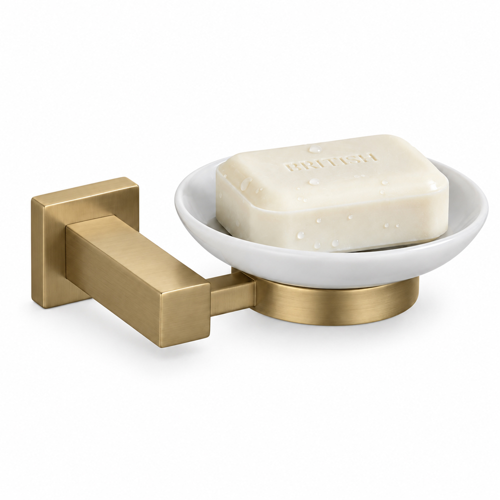 Go Bathrooms Froma Brushed Gold Ceramic Wall Mounted Soap Dish Image 3