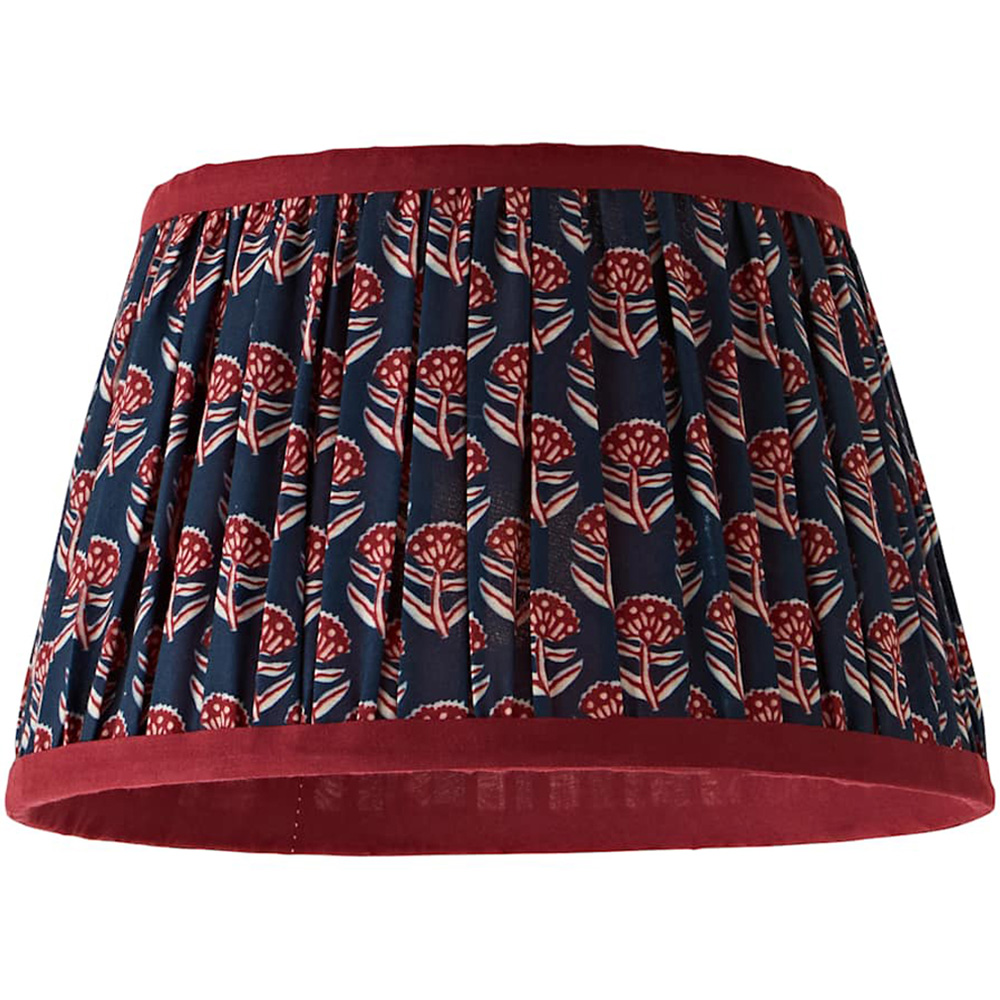 ValueLights Cyia Floral Navy Pleat Contrast Trim Ceiling Lamp Shade 28cm Image 1