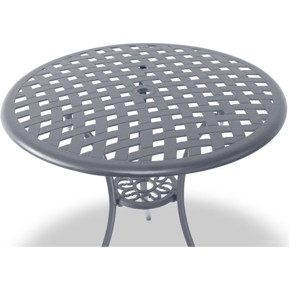 Centurion Oshowa 2 Seater Grey Round Garden Bistro Table with Parasol Hole Image 5