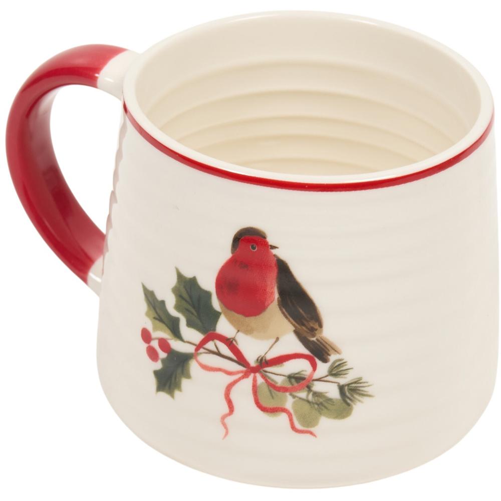 Festive Robin Ribbed Mug Image 8