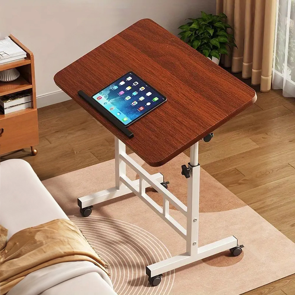 Living and Home Height Adjustable Mobile Laptop Desk Dark Walnut Image 8