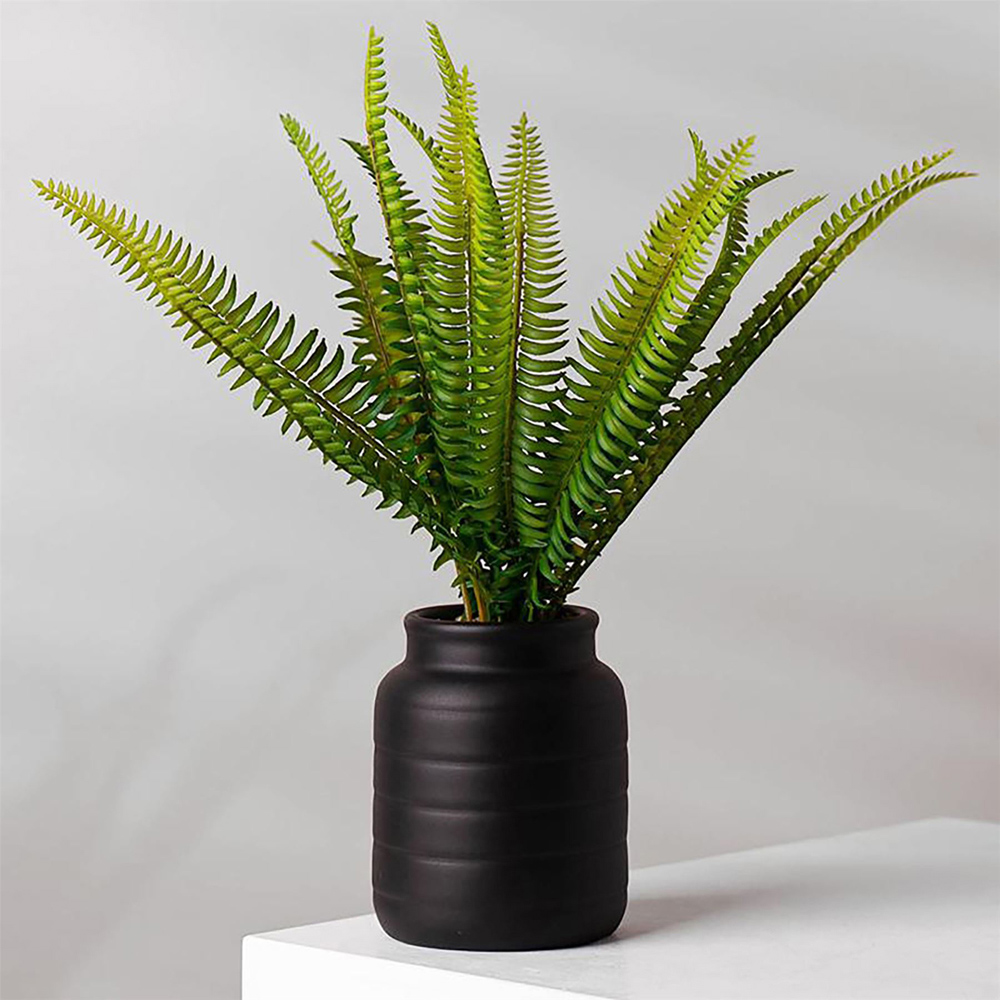 Leaf Black Ceramic Vase Planter 14cm Image 3
