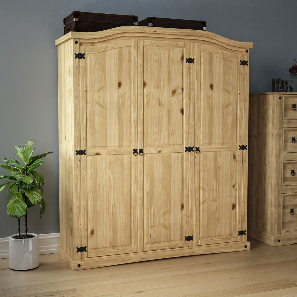 Vida Designs Corona 3 Door Natural Wardrobe Image 7