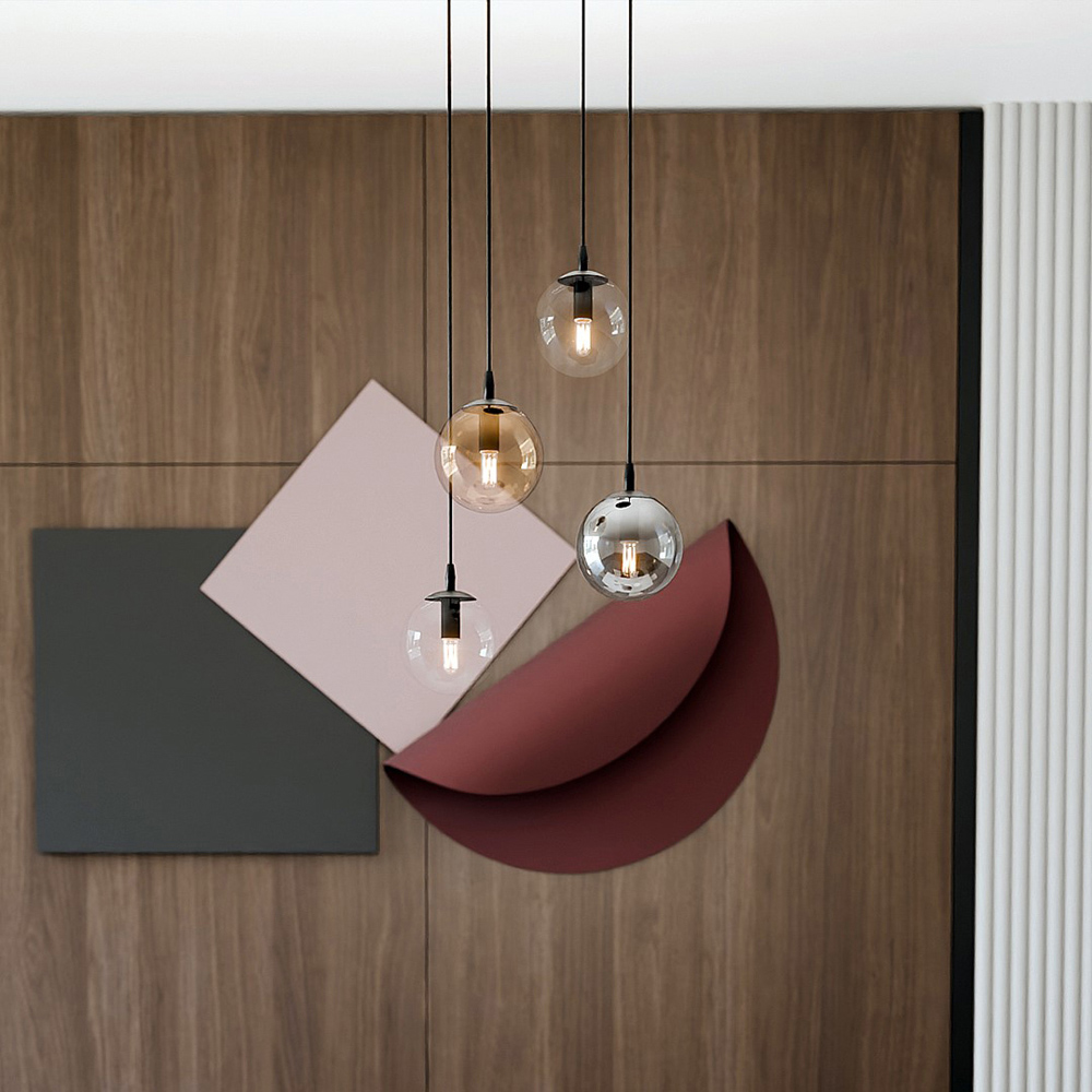 Emibig Cosmo 4 Light Transparent Graphite and Amber Shade Black E14 Ceiling Pendant Light Image 5
