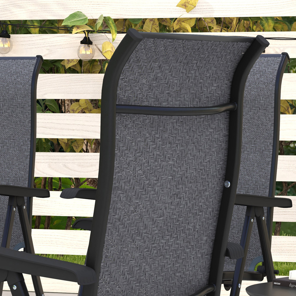 Outsunny Set of 4 Black and Grey Rattan Folding Garden Chair Image 3