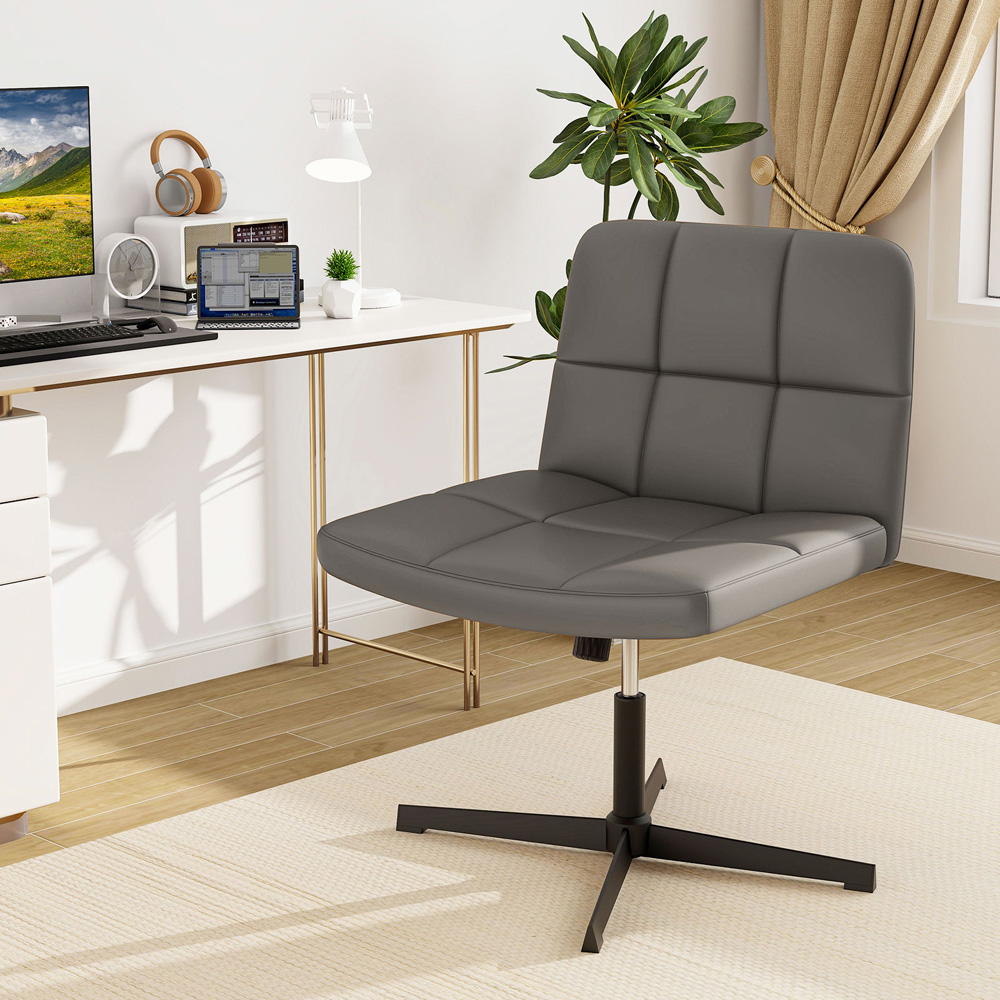Costway Grey Cross Legged Office Chair Image 3