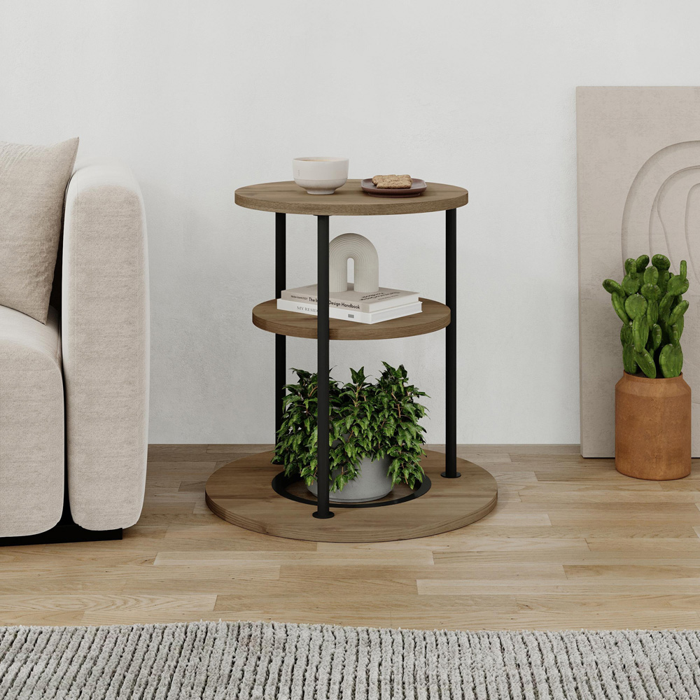 Decortie Grova 3-Tier Dark Oak Effect Side Table Image 4