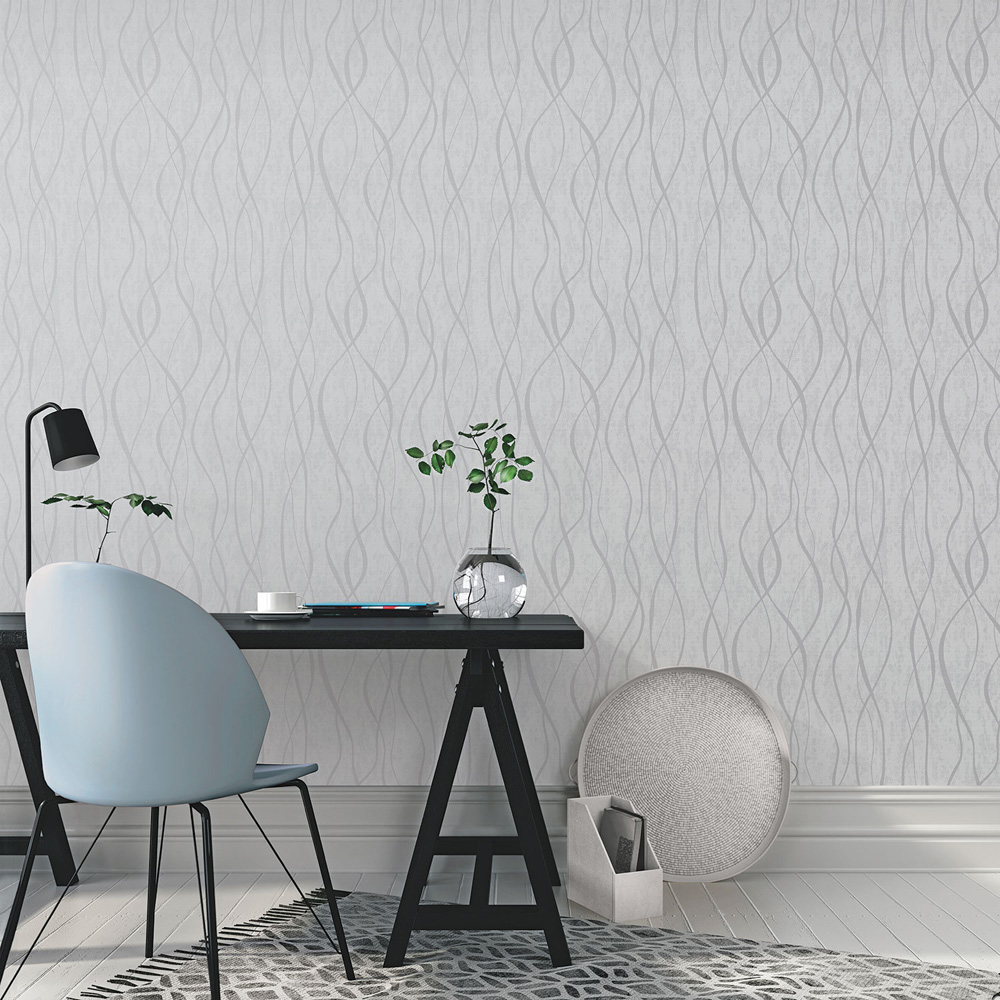 Galerie Special FX Metallic Ribbon Silver Grey Wallpaper Image 2