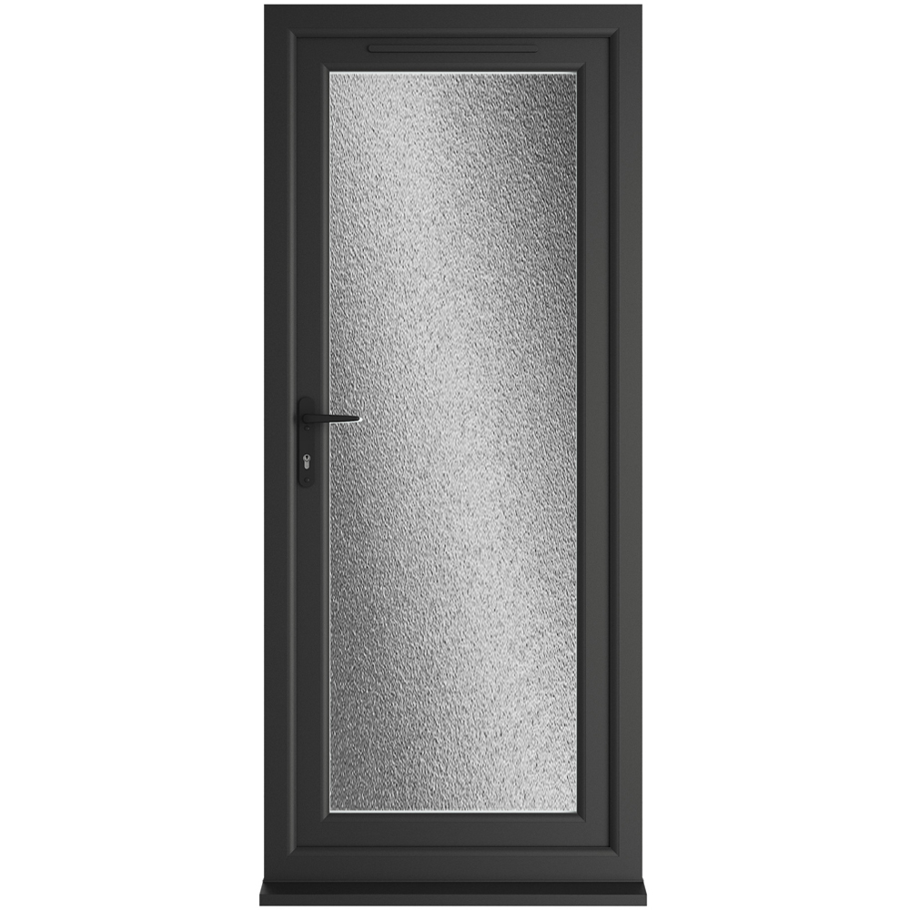 Crystal Black and White Full Glass RH Open Obscure Triple Glazed Door 840 x 2090mm Image 1