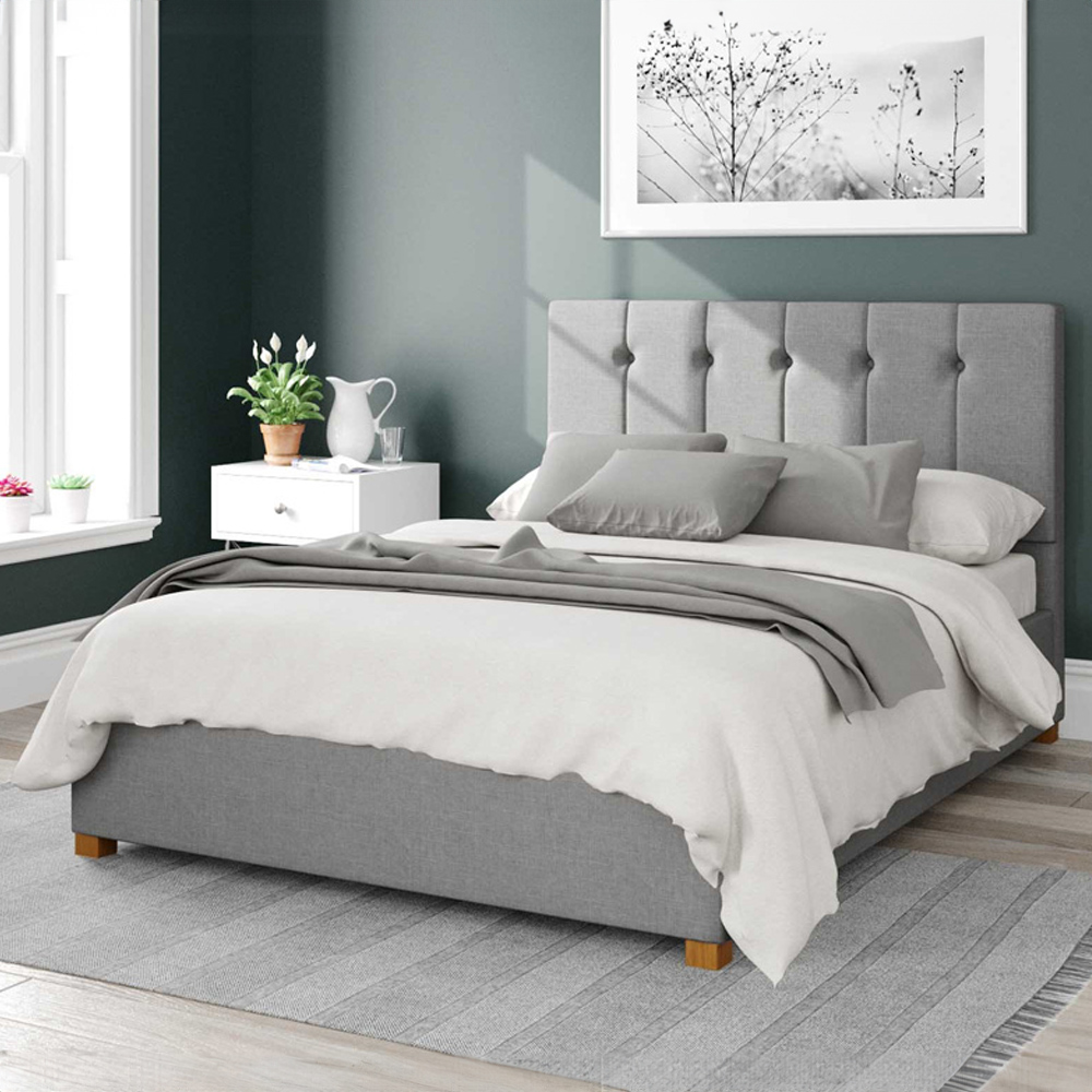 Aspire Hepburn King Size Grey Eire Linen Ottoman Bed Image 1