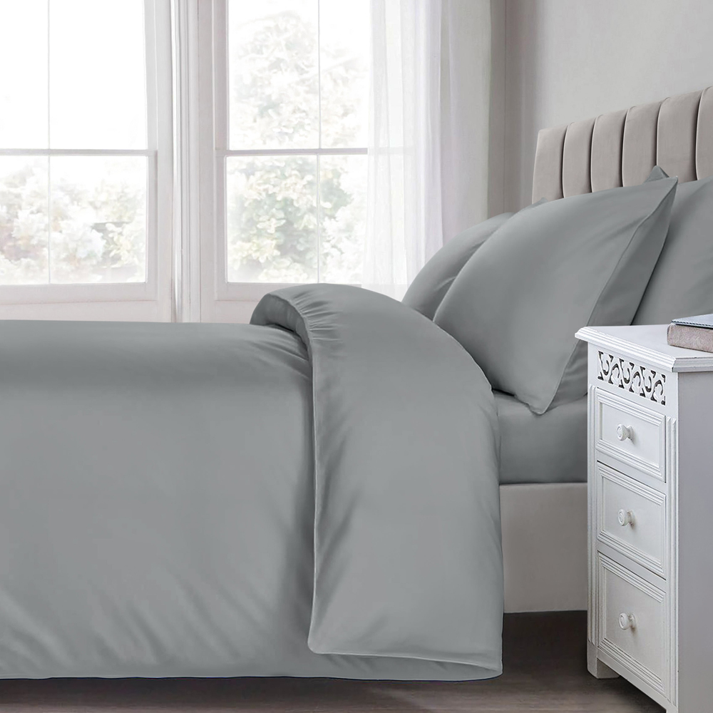 Sweet Dreams Percale Double Grey Duvet Cover Image