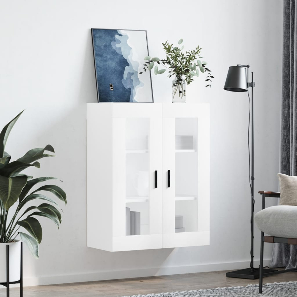 vidaXL 2 Glass Door White Wall Mounted Cabinet Image 9