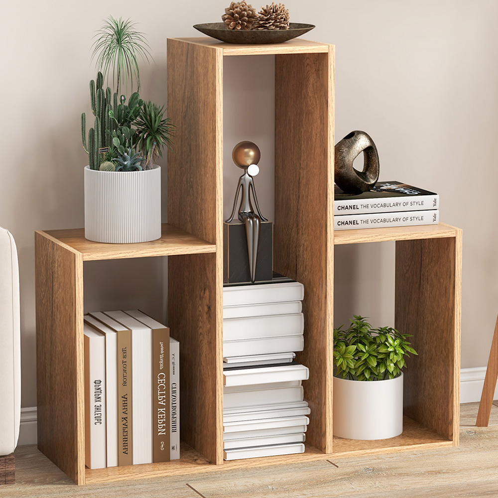 Costway 3 Shelf Convex Bookcase Image 1