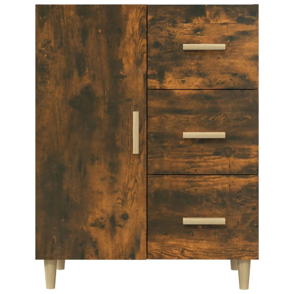 vidaXL Single Door 3 Drawer Smoked Oak Sideboard Image 4