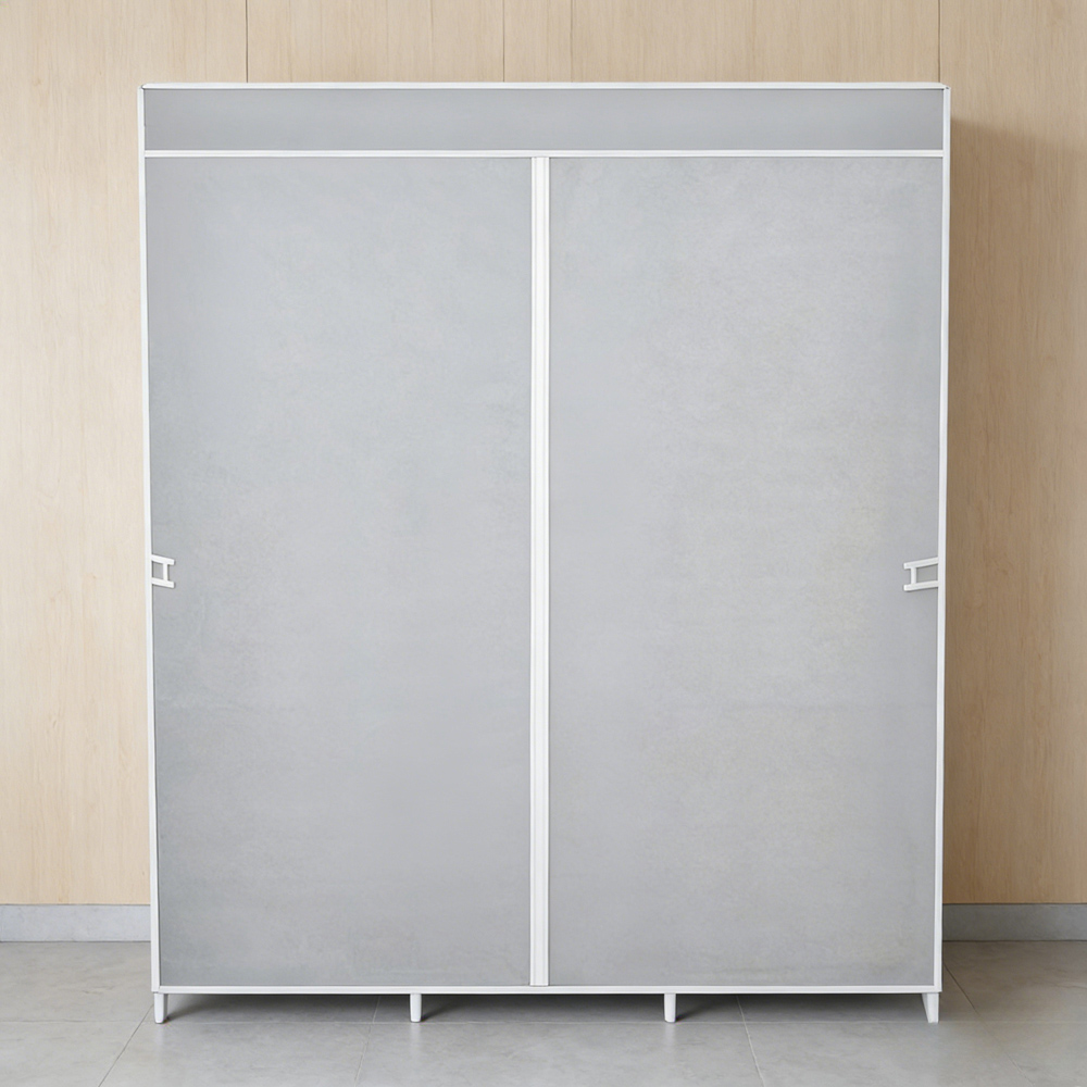 Living and Home 7 Shelf Silver and Grey Portable Fabric Wardrobe Image 8