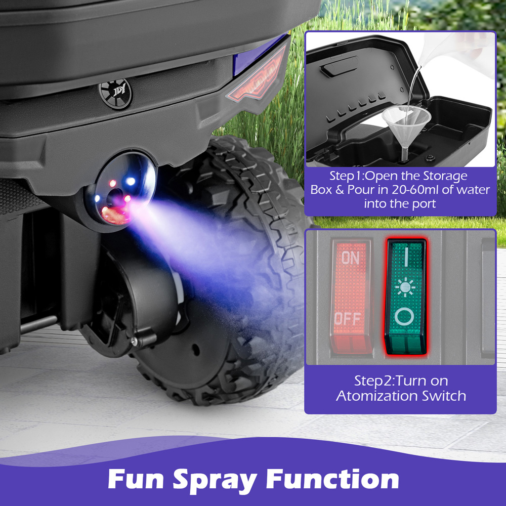 Costway Kids Purple Electric Quad Bike with Spray Function and Storage Box 6V Image 6