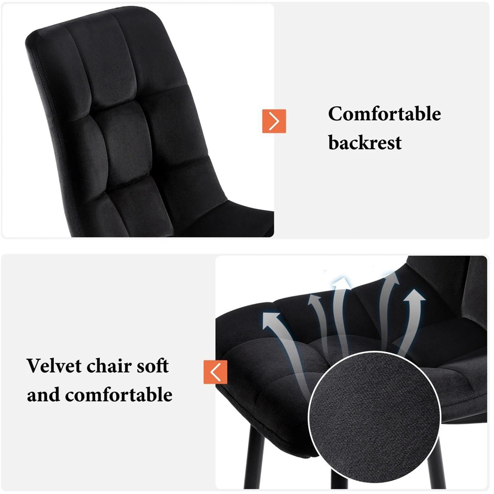 Kosy Koala 4 Seater Wooden Effect Velvet Dining Set Black Image 5