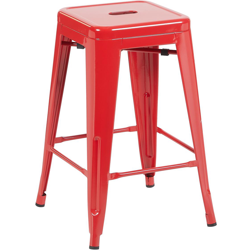 FWStyle Red Gloss Metal Bar Stool 4 Pack Image 2