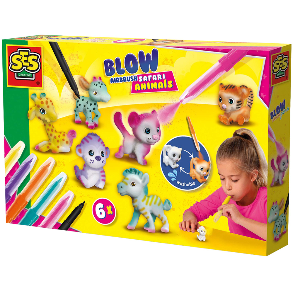 SES Creative Safari Animals Blow Airbrush Pens Craft Set Image 1