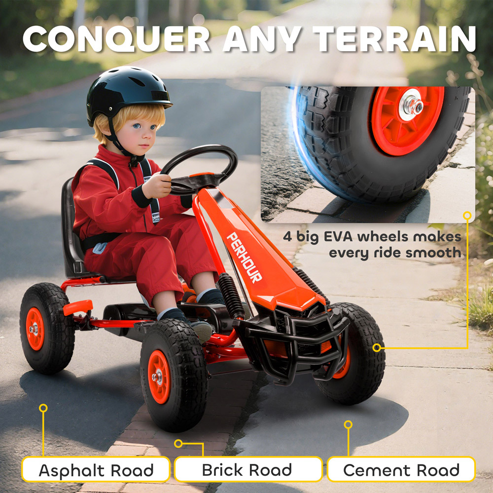 Tommy Toys AIYAPLAY Red Adjustable Seat Kids Pedal Go Kart with EVA Tyres Image 6