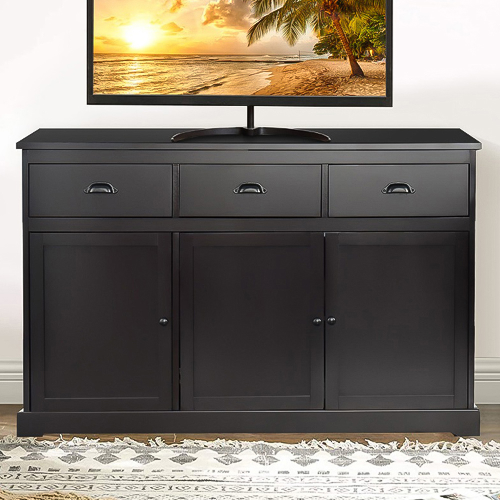 Costway 3 Door 3 Drawer Brown Buffet Sideboard Image 1