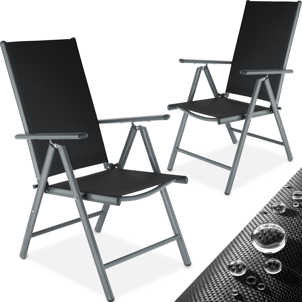 tectake Marilena 2 Piece Anthracite Adjustable Garden Chair Set Image 2