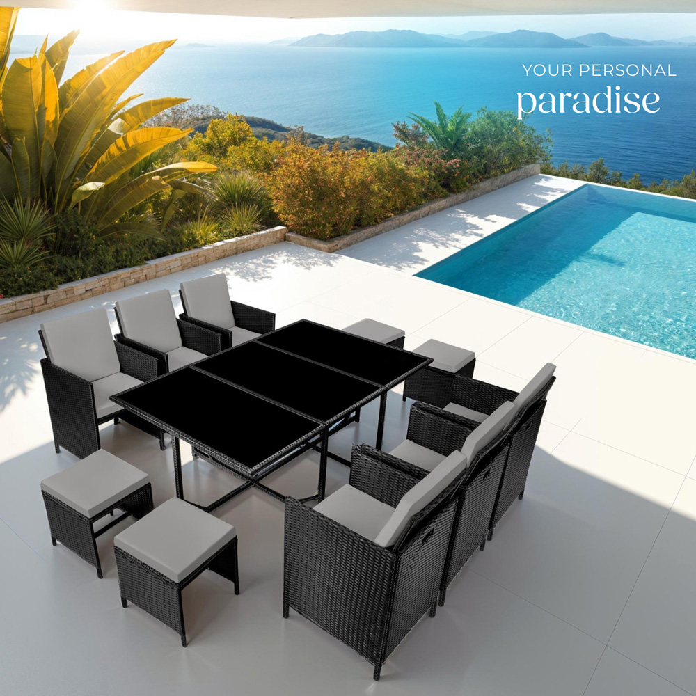 tectake Malaga 10 Seater Black and Grey Dining Set Image 8