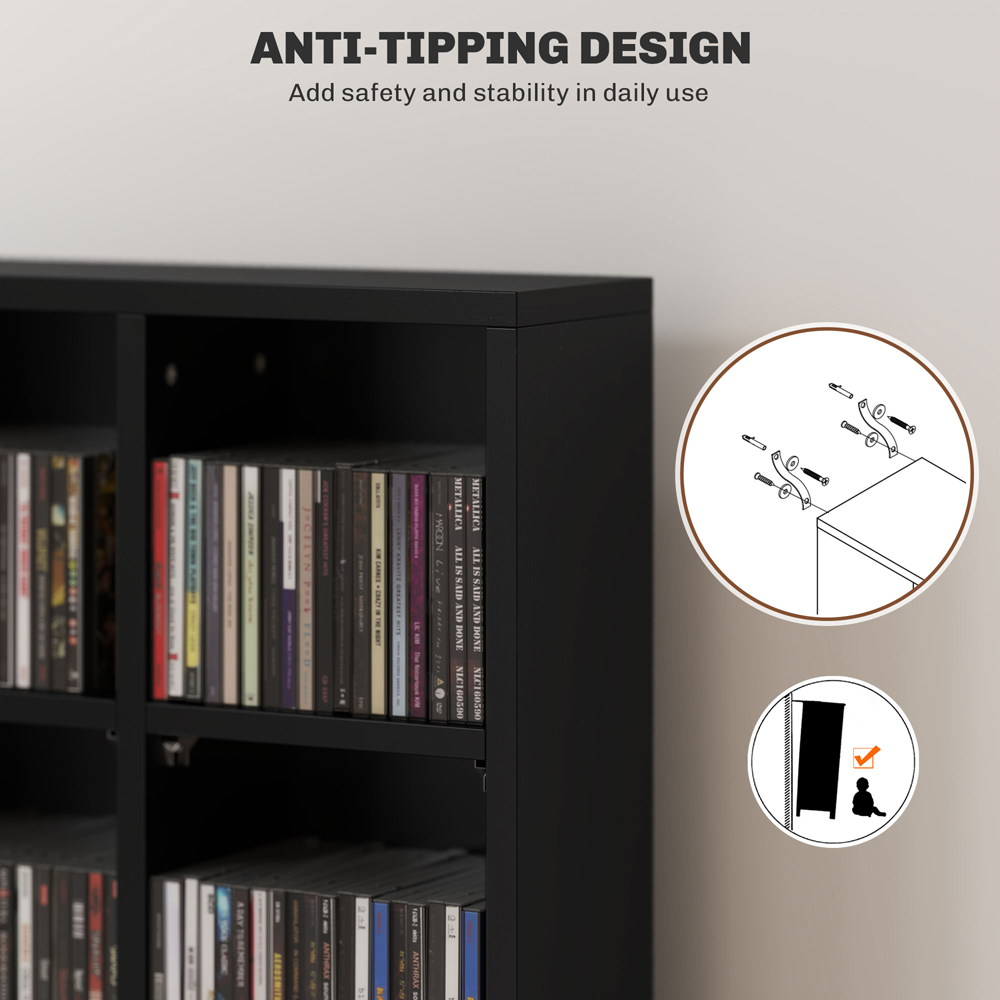 HOMCOM 32 Shelf Black Media Storage Rack Image 6