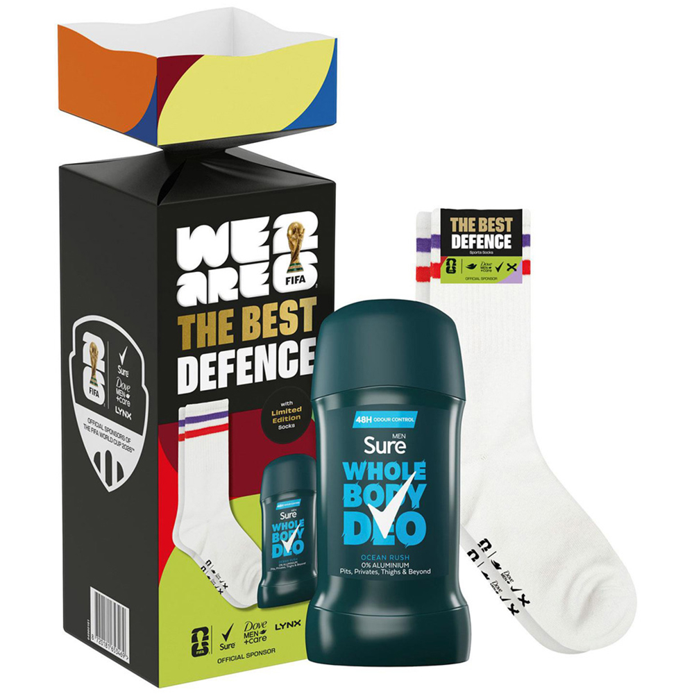 Sure FIFA The Best Defence Ocean Rush Scent Men Deodorant Stick and Socks Gift Set 2 Pack Image 2