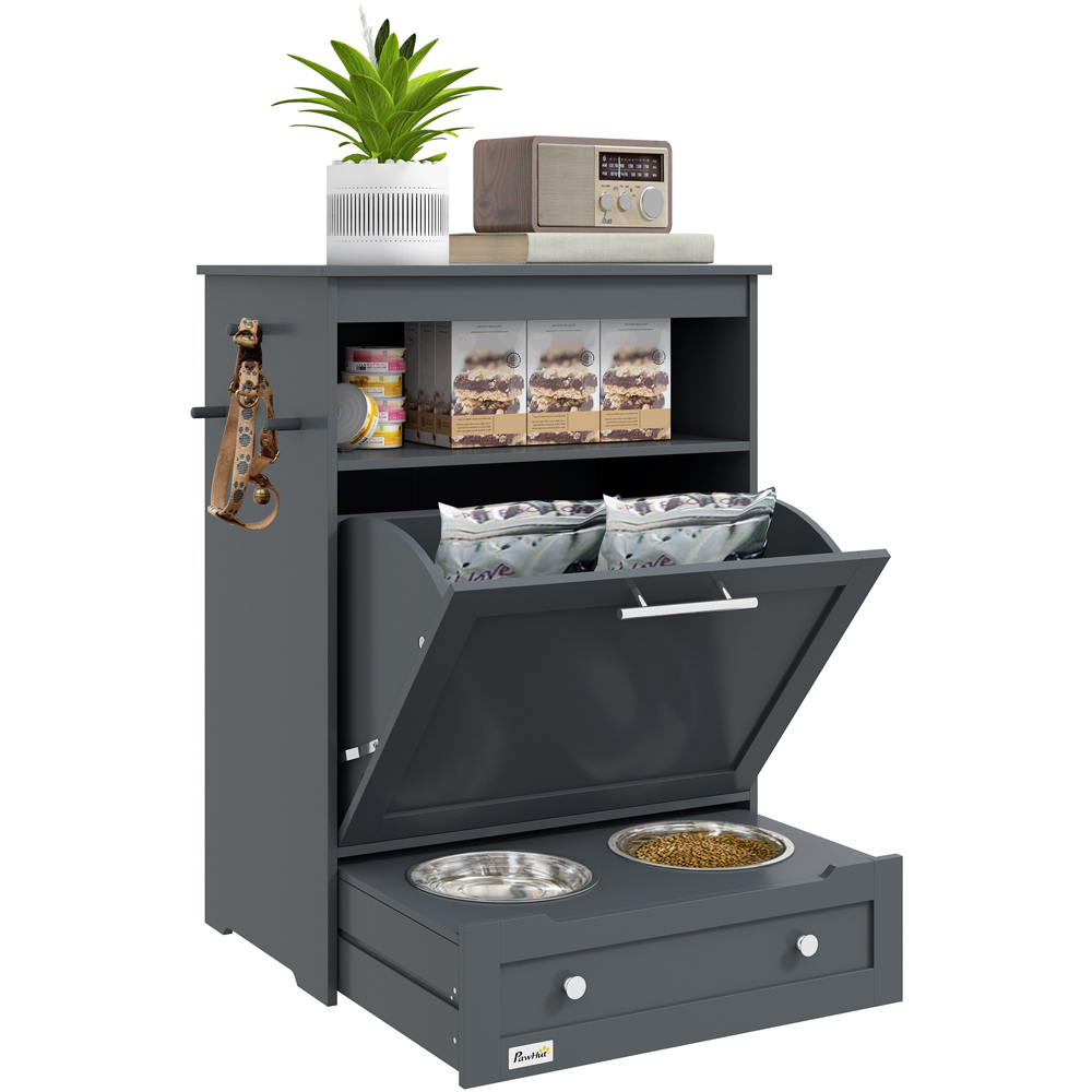 PawHut Pet Feeder Station with Food Cabinet Image 1