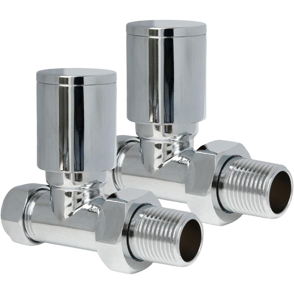 Go Bathrooms Chrome Straight Radiator Valves Set 15mm Image 1