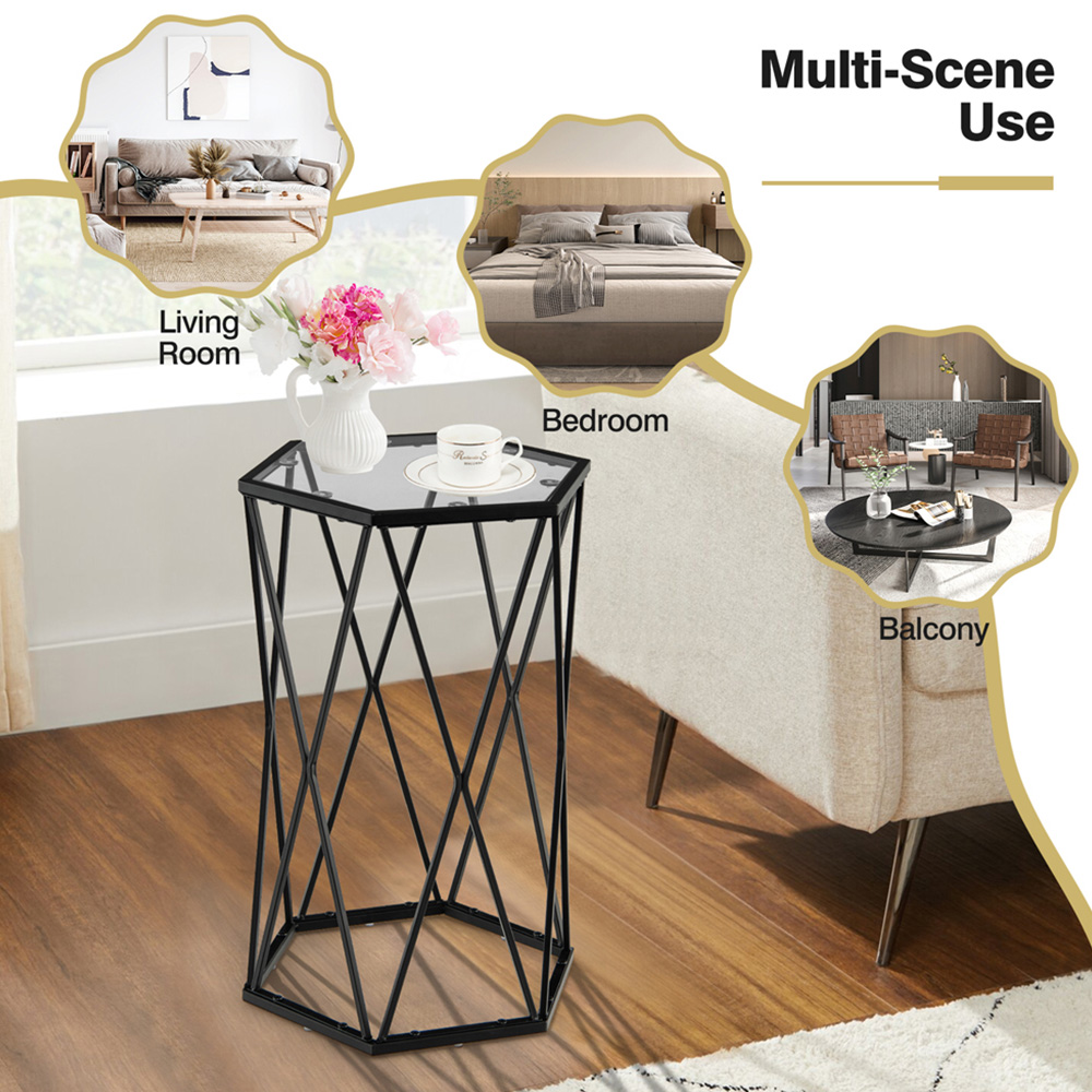Costway Hexagon Black Coffee Table Image 6