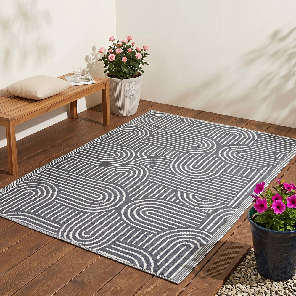 Jack Stonehouse Grey Arch Waterproof Anti-Slip Outdoor Rug 120 x 180cm Image 2