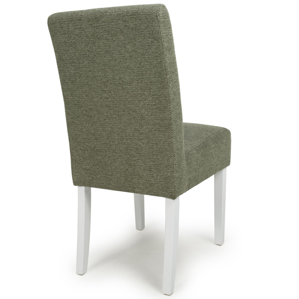 Portland Harlow Olive Weave White Legs Waffle Back Dining Chair Image 5