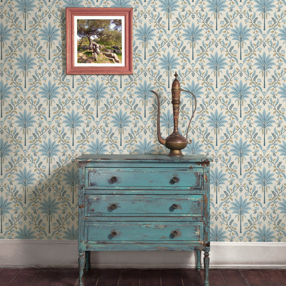 Holden Decor Palm Trellis Blue Wallpaper Image 3
