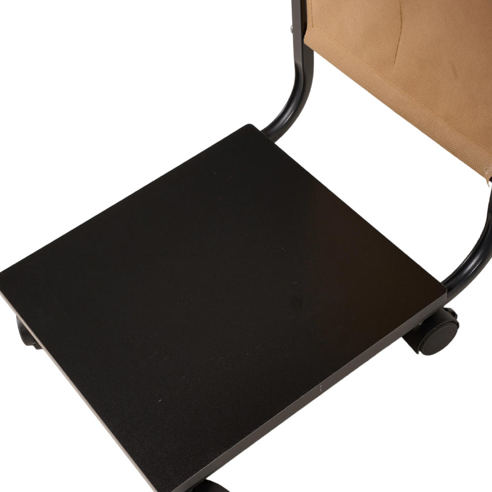 Living and Home Black C-Shape Side Table with Lockable Castors Image 6