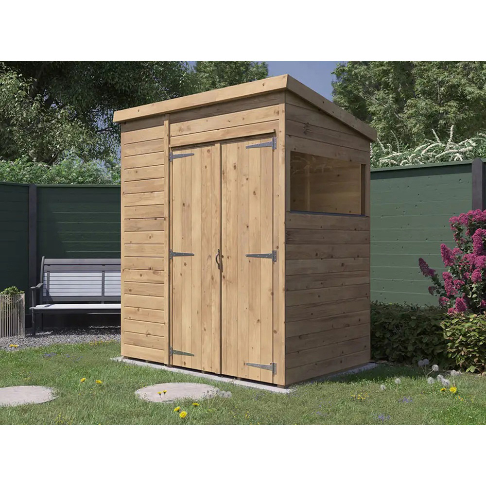 Dunster House Overlord 6 x 4ft Modular Brown Pent Garden Shed Image 2