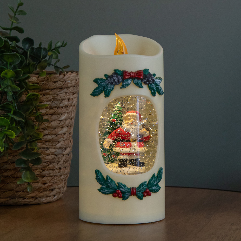 Samuel Alexander Dual Powered Santa Christmas Pillar Candle 20cm Image 2